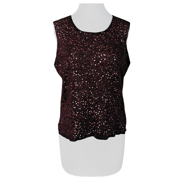 ALEX & CO Women’s Sequin Sleeveless Tank Top Blouse Size 16 Metallic Copper - Picture 1 of 7